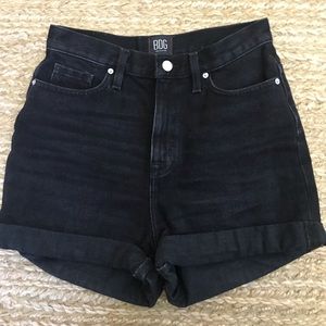 Black High Waisted Mom Jean Shorts